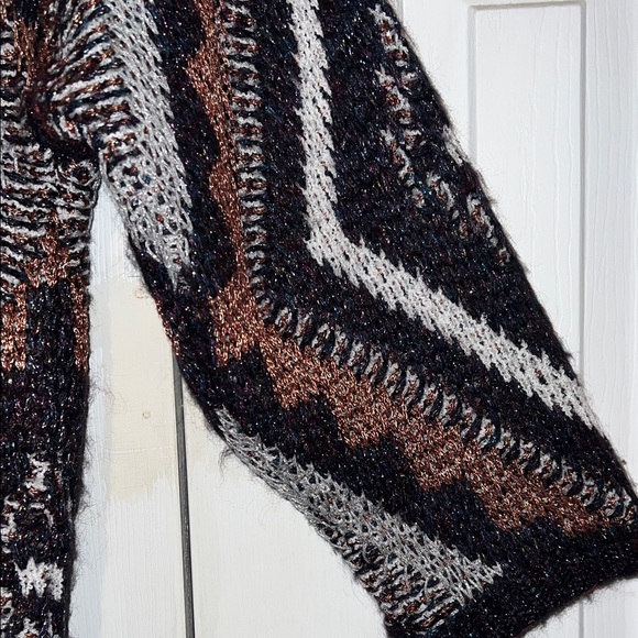 MNG MANGO Rare Oversized Chunky Knit Glittery Boho Cardigan - Picture 12 of 16